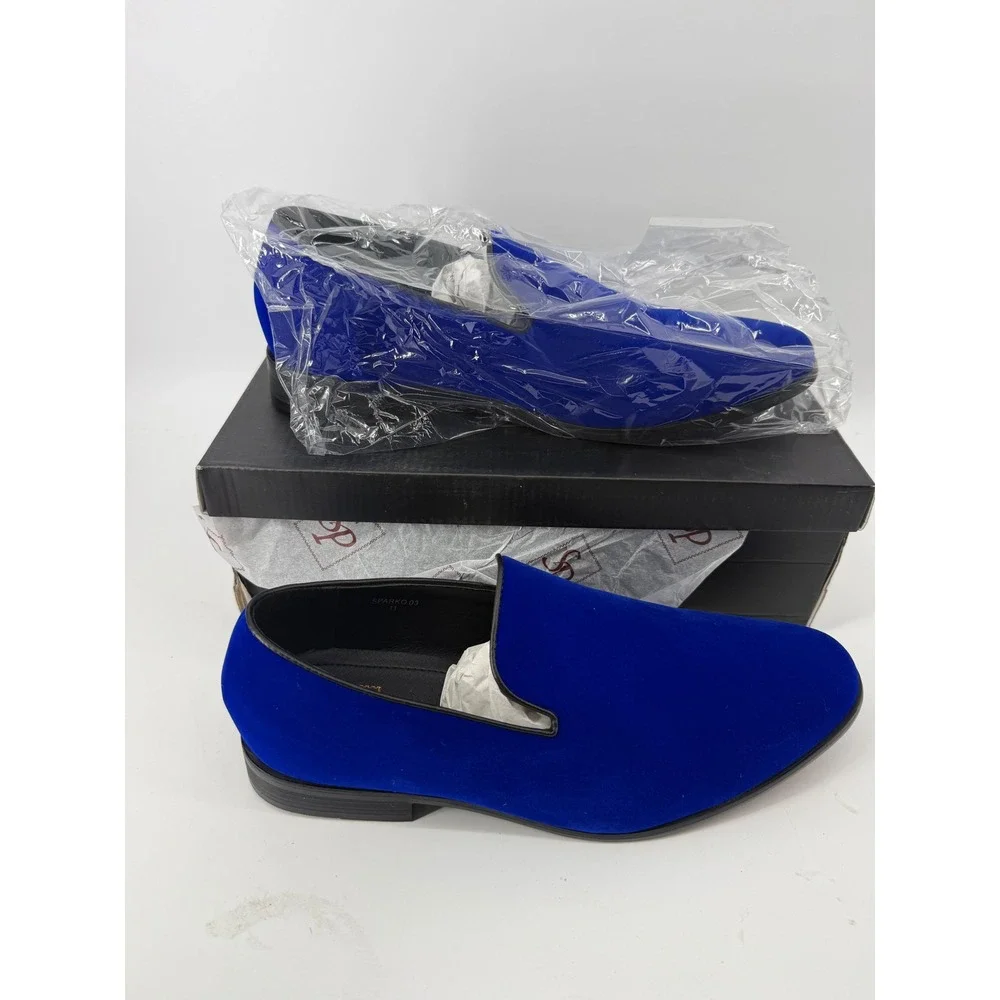St Patrick Sparko 03 Mens Royal Blue Velvet Loafers Formal Slip On Shoes Size 11